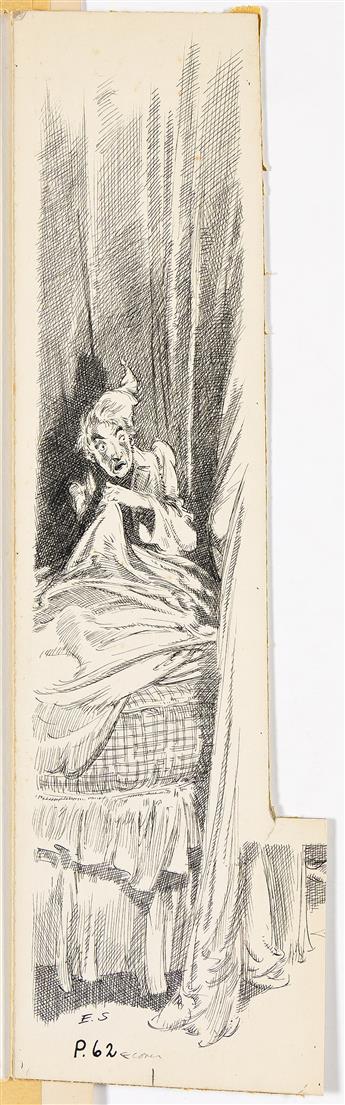 EVERETT SHINN (1876 - 1953) Scrooge waiting for the Ghost of Christmas Present.